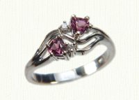 14KW Promise Ring #7480 with 4x4 garnet hearts