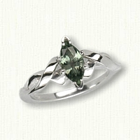 #14: Platinum Alexandra set with a 0.87 Marquise Cut Green Sapphire