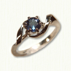 14Kt white gold 'Beverly' set with a .74ct round blue sapphire.