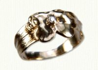 14ky antique replica pansy ring with .03ct bezel set diamond